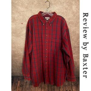 Review By Baxter~Vintage Mens XXL~Maroon/Blue/Green Long Sleeve Button Shirt